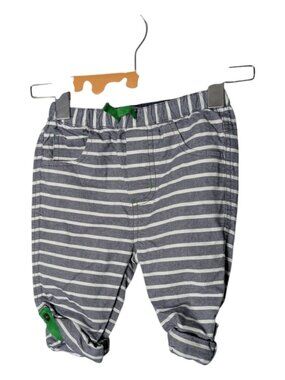 Baby Boden Blue/Grey Striped Cotton Pull-on Roll Tab Pants Size 2/3 Years